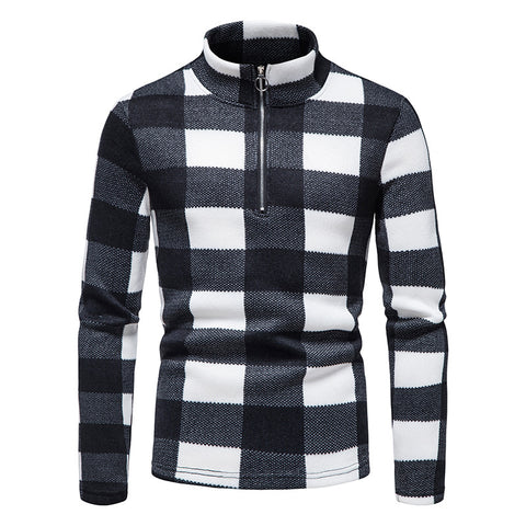 Plaid Zip Neck Jumper